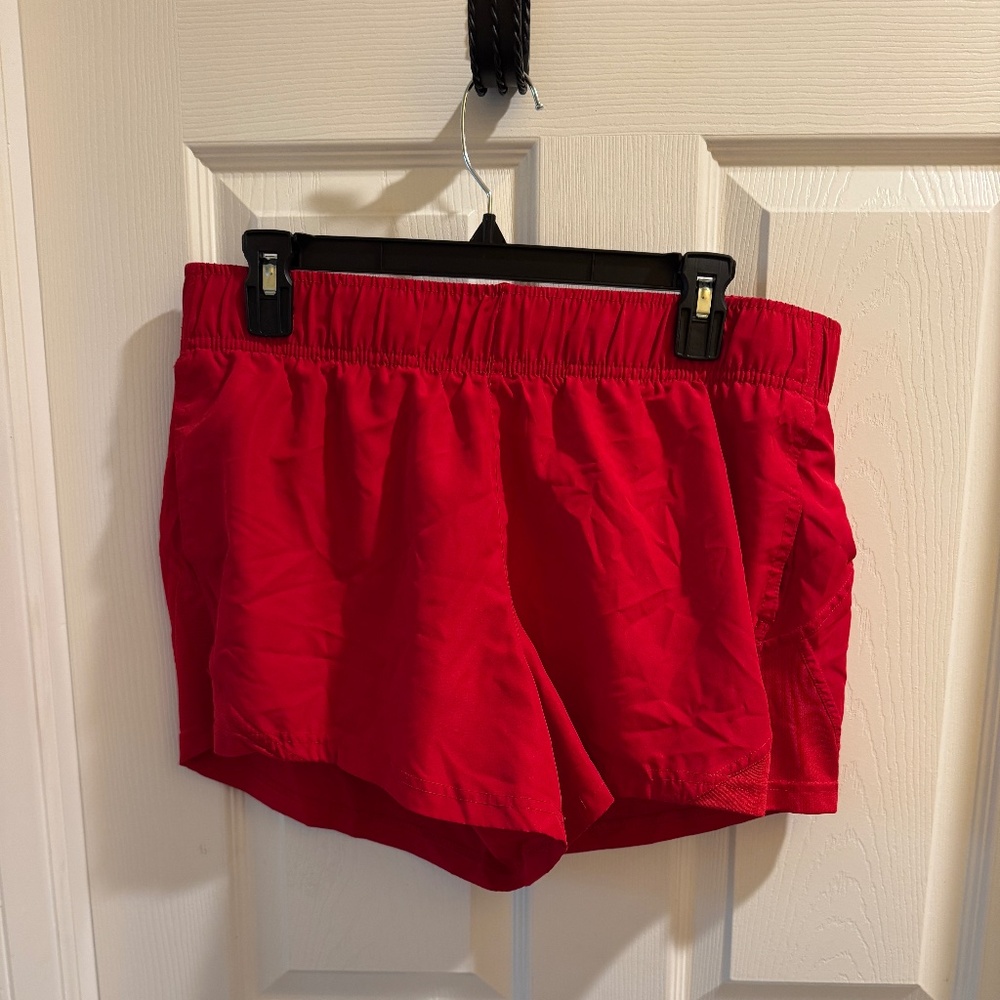Red running shorts